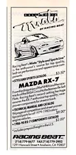 RACING BEAT Mazda Miata RX-7 1991 Vintage Print Ad Original Man Cave Decor