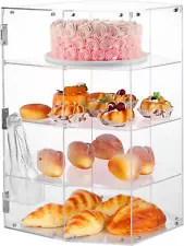 Acrylic Bakery Display Case 4-Tier Countertop Cake/Pie Pastry Cabinet Tong Bread