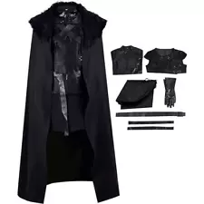 Adult Men's Jon Snow Cosplay Costume Black Cloak Medieval Knight Court Size Med