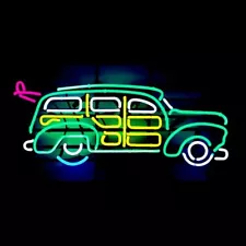 Surfin Woody Wagon Surfboard 24"x20" Neon Light Sign Lamp Bar Pub Wall Decor