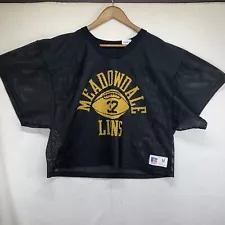 Vintage Russell High School Football Jersey Meadowdale Lions #32 Black Mesh