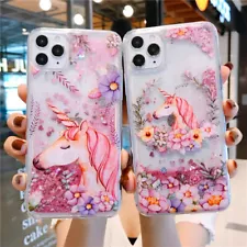 HOT Sale Cute Cartoon Unicorn Liquid Bling Quicksand CaseCover For Various Phone