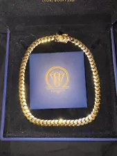 10 MM Cuban Link Chain Gold over Silver (Handmade)