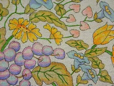 NEEDLEPOINT INC San Francisco Handpainted RUG CANVAS & WOOL 60x36 WOW FLORAL