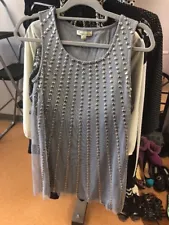 Forever 21 Gray+Silver Studded Sleeveless Dress Women's Size Small