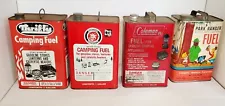 4 Original Vintage Empty Tin 1 Gallon Fuel Cans for Coleman Lanterns & Stoves