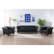 Tufted Chesterfield 3 Seater Sofa + Single Arm Sofa Optional,Fine PU Leather