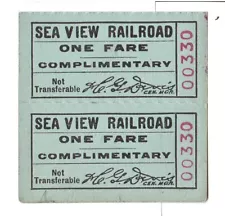 Streetcar Complimentary Tickets (2): Sea View RR, Rhode Island - circa 1910