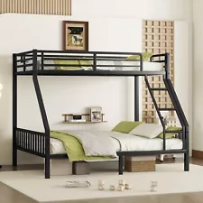 Miscoos Twin XL Over Queen Metal Bunk Bed with Ladder and Slats Support, Heav...