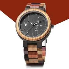 LEEEV Mens Wooden Watch Relogio Masculino Multi Color Wood Watch Xmas Gift Men