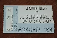 St. Louis Blues Edmonton Oilers December 19 93 Ticket Stub Brett Hull Hat Trick