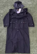 NWT Men's OUTBACK SURVIVAL GEAR Black Oilskin Australian Drover Duster Coat XL