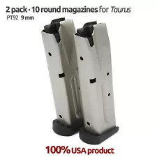 2 Magazines for Taurus PT 92/99 9MM 10 Round S.S.