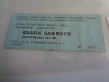 AC/DC BLACK SABBATH ORIGINAL CONCERT TICKET FRANKFURT GERMANY 18 APRIL 1977