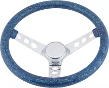 13 Inch Blue Metalflake 60S Style Steering Wheel, 3-1/2 Dish