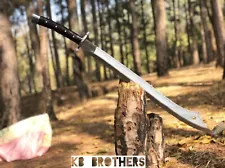 Custom Handmade Carbon Steel Blade Long MACHETE with Sheath-Full Tang-32-inches.