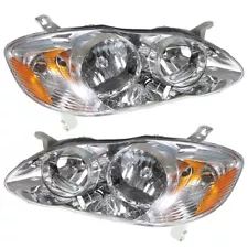 Chrome HeadLamps Headlights ABS Left+Right For 2003-2008 Toyota Corolla Pair (For: 2003 Toyota Corolla)