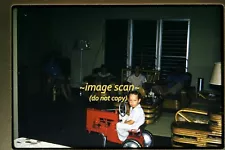 Pedal Tractor in a House in early 1960's, Original Slide f9b