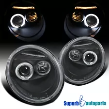 Fits 1998-2005 Volkswagen 98-05 VW Beetle Halo Projector Headlights Black Pair (For: 2005 Volkswagen Beetle)