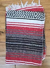 Serape Falsa Blanket 5'x7' Mexican Southwestern Decor Red Grey NWOT