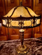 Antique Classical Slag Glass Panel Lamp