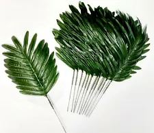 (12 Leaves) 15" Green Fern Palm Silk Greenery Plant Flower In/ Outdoor Decor USA