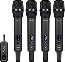 4 Rechargeable Wireless Microphones, Pro Handheld Cordless Mics System Karaoke