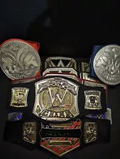 Lot of 9 WWE World Championship Wrestling Replica Belts By Mattel 2005-2017