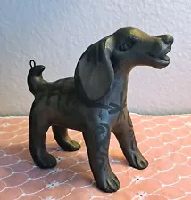 Vintage Barro Negro Mexican Black Pottery Dog, 6" Tall