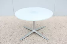 Modern Pearson Lloyd for Coalesse Bob Round Glass Top Occasional Coffee Table