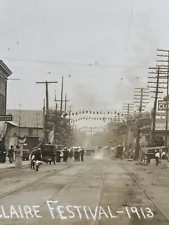 Eau Claire Wisconsin WI Postcard RPPC Photo Street View Festival 1913 Antiqu