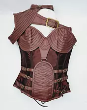 Charmian Women's Renaissance Gothic Heavy Steel Boned CORSET with Zipper Sz Med