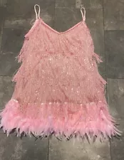 Party Flapper dress Plus Size 2x Light Pink With Feather Detail Cocktail Gatsby