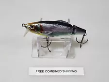 Rare Live Target Blueback Herring Tandem Jointed Wake Bait Crankbait Silver Blue