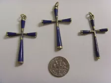 3 for the price of 1 handmade Lapis Lazuli Celtic cross pendants lot 50611