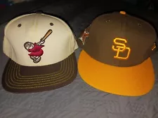 2 Used San Diego Padres Hats Adult Size