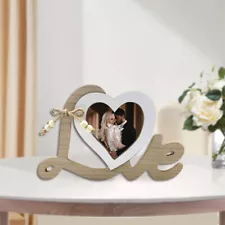 Rustic Wood Wedding Photo Frame Love Heart Shaped Picture Posters Frame for 3.2"