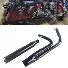 Black 2 into 1 Exhaust Pipe for Harley Davidson 2017-UP Touring Street Glide (For: More than one vehicle)