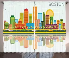 Boston Curtains 2 Panel Set for Decor 5 Sizes Available Window Drapes