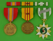 Vietnam Campaign, Service, National Defense Medals & Ribbon Bar 2 Campaign Stars