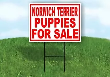 Norwich Terrier PUPPIES FOR SALE RED Yard Sign Road with Stand LAWN SIGN