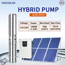 Hybrid Solar Water Pump 4" AC/DC Auto-Switch 1.3HP SS304 Smart CONTROLLER Cattle