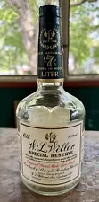 Vtg W.L WELLER Bourbon BOTTLE One Liter WHISKEY Empty