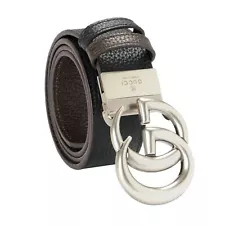 Gucci 100% Leather Metal Silver Double G Buckle Reversible Belt US 42 IT 105