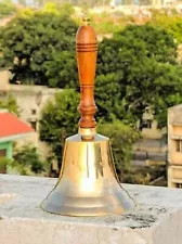 Nautical Brass Hand Held Bell 9" Large School Bell Vintage Hand Bell Gift Item