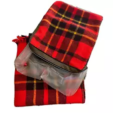 Vintage Plaid Wool Blend Throw Blanket Inflatable Cushion Picnic Stadium