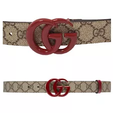 GUCCI BELT 414516 GG LOGO SUPREME MONOGRAM RED MARMONT BUCKLE 85 / 30