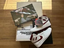 Nike Air Jordan 1 High 85 Metallic Burgundy Sneeze Magazine Wooden Box Size 10.5