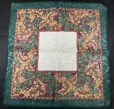 Set Of 12 Holiday cloth napkins damask brocade green holly & berry Estate Sale