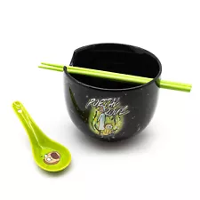 Rick And Morty Portal Boyz Ramen Bowl with Chopsticks and Spoon Black